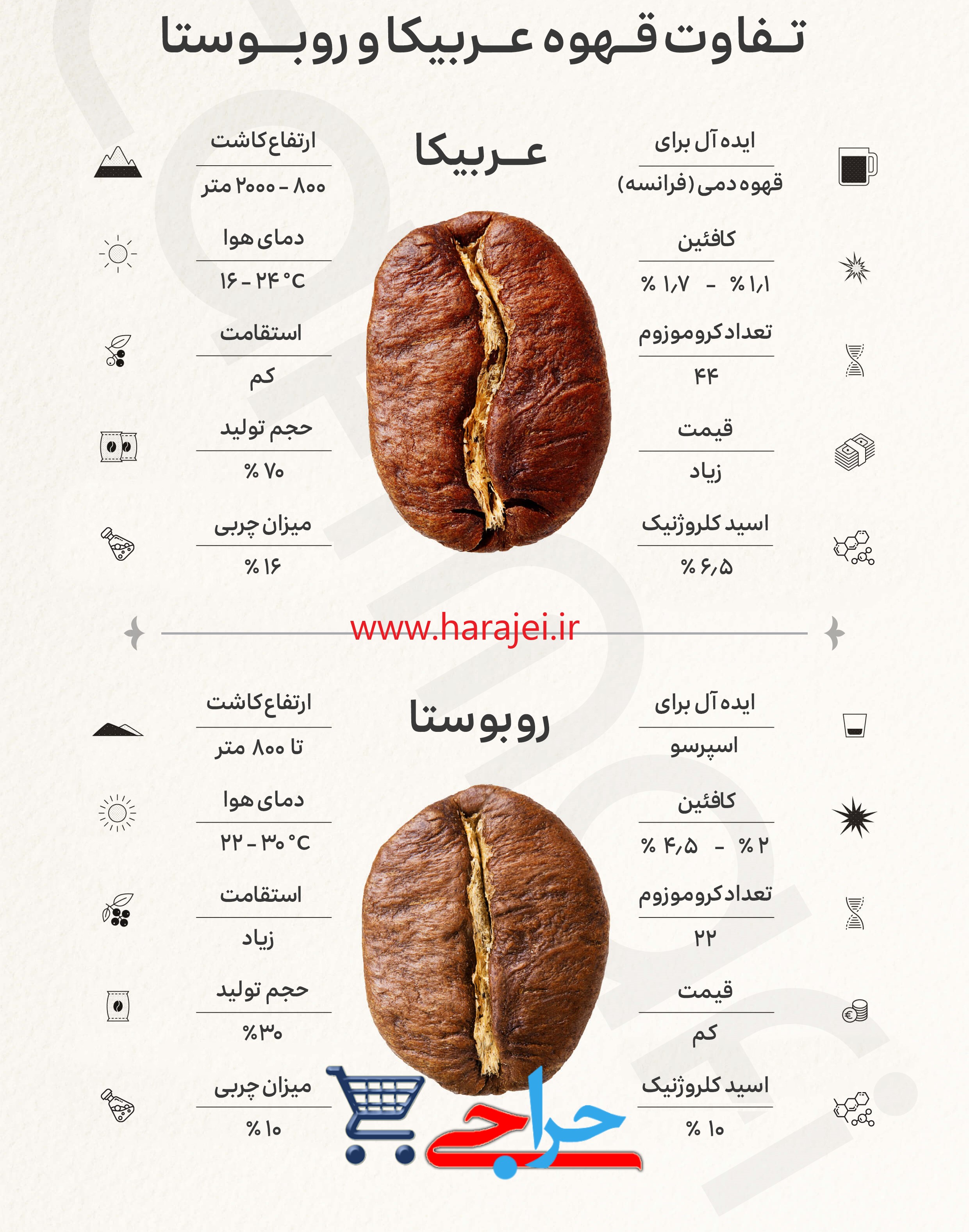 مقایسه ویژگیهای قهوه عربیکا با روبوستا