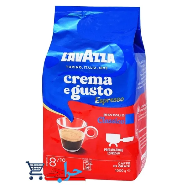 خرید و قیمت و مشخصات دانه قهوه لاوازا کرماگوستو کلاسیک دارک رست 1 کیلویی LAVAZZA