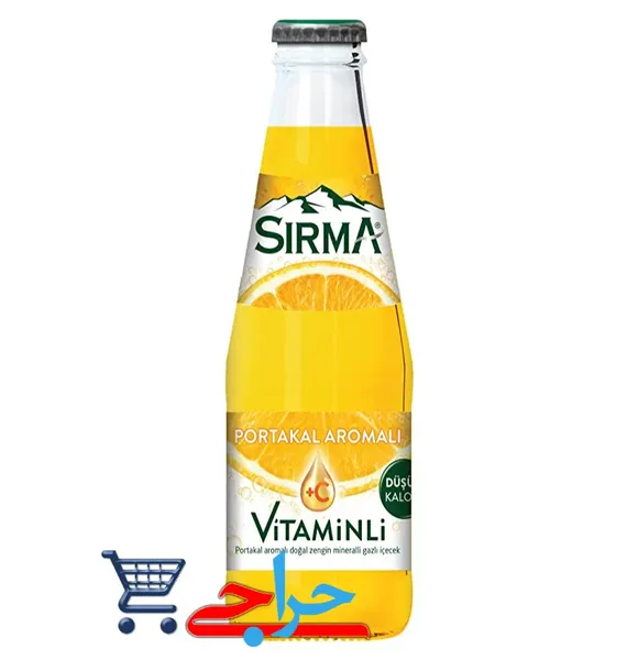 آب معدنی گازدار طبیعی سیرما ( سودا ) با ویتامین سی C+ و طعم پرتقال Sirma Natural Mineral Water